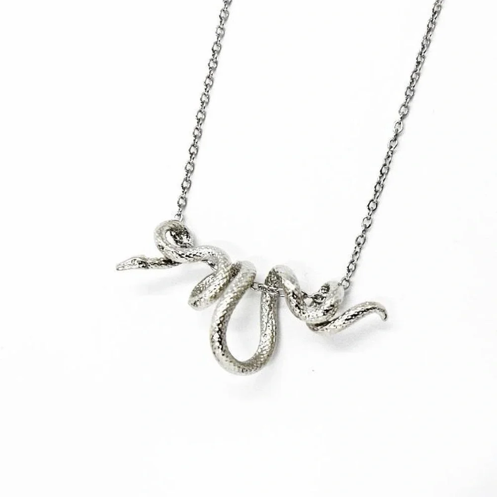 Wrap Around Silver Snake Necklace